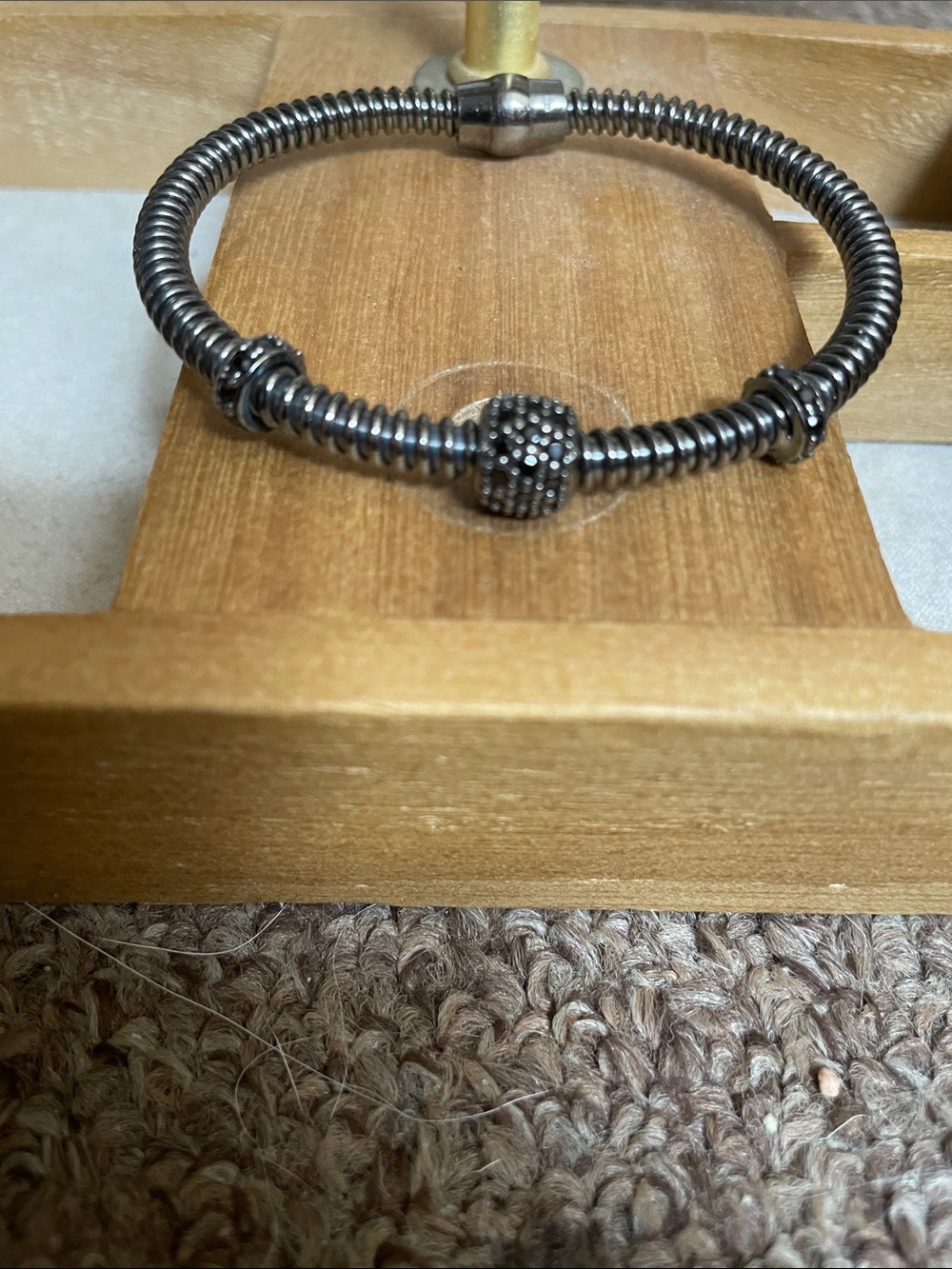 Sterling Silver,Black Anodized with black Diamonds.